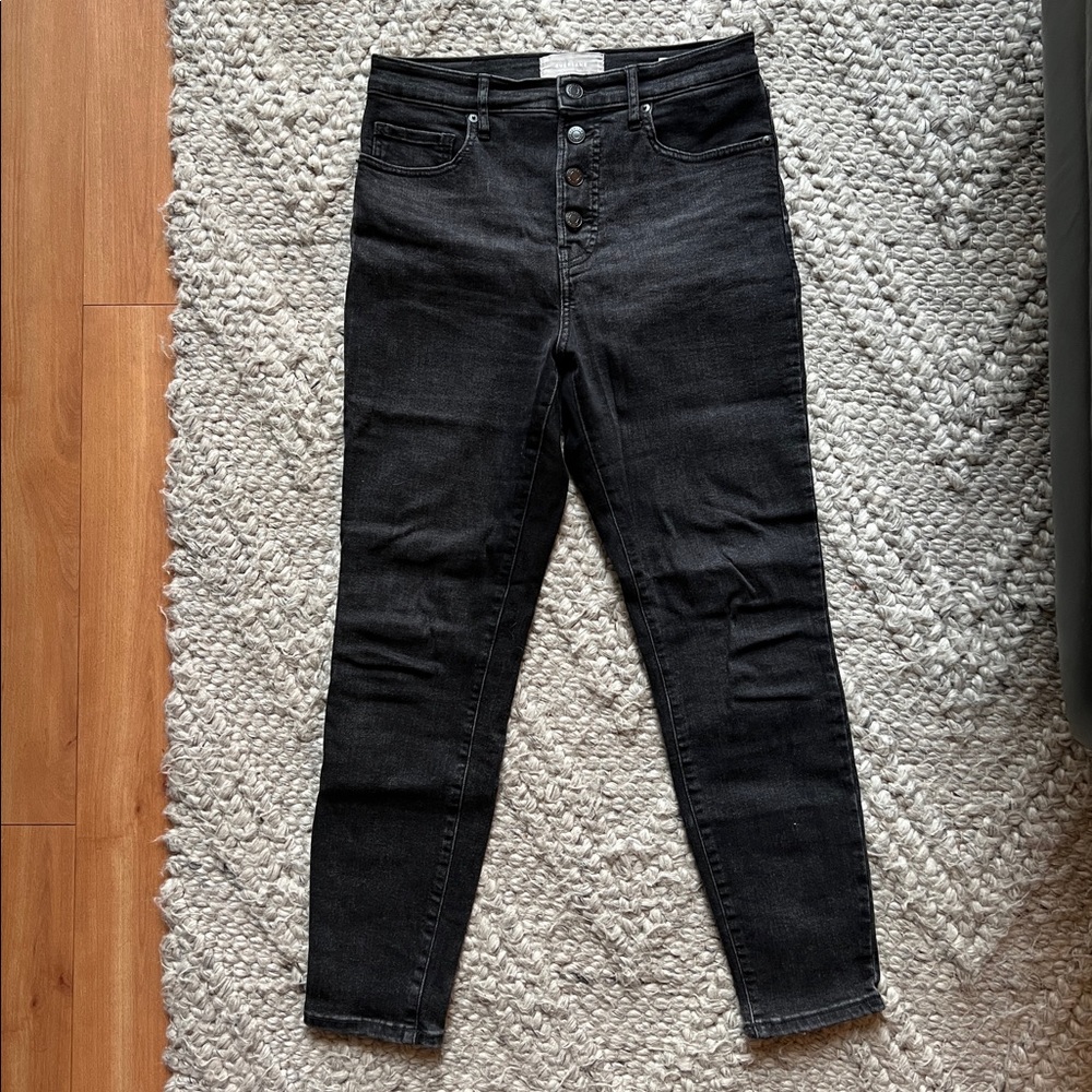 Everlane Authentic Stretch High Rise Skinny Jeans 29 Ankle — Button Fly